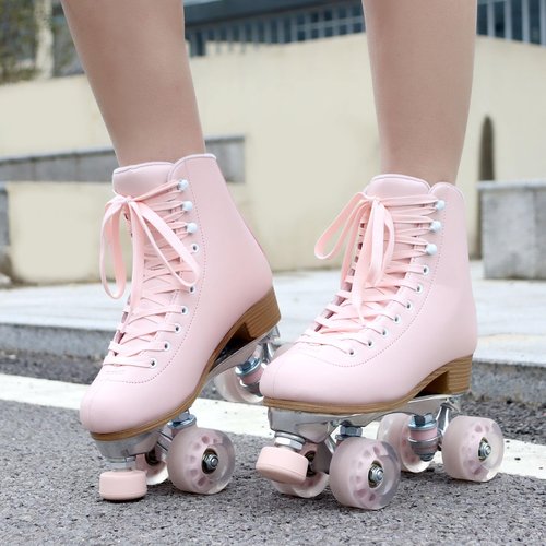 Tuosamtin Roller Skates for Women Girls with Height Adjustable Rubber Stoppers Cute Retro Quad Roller Skates for Outdoor and Indoor