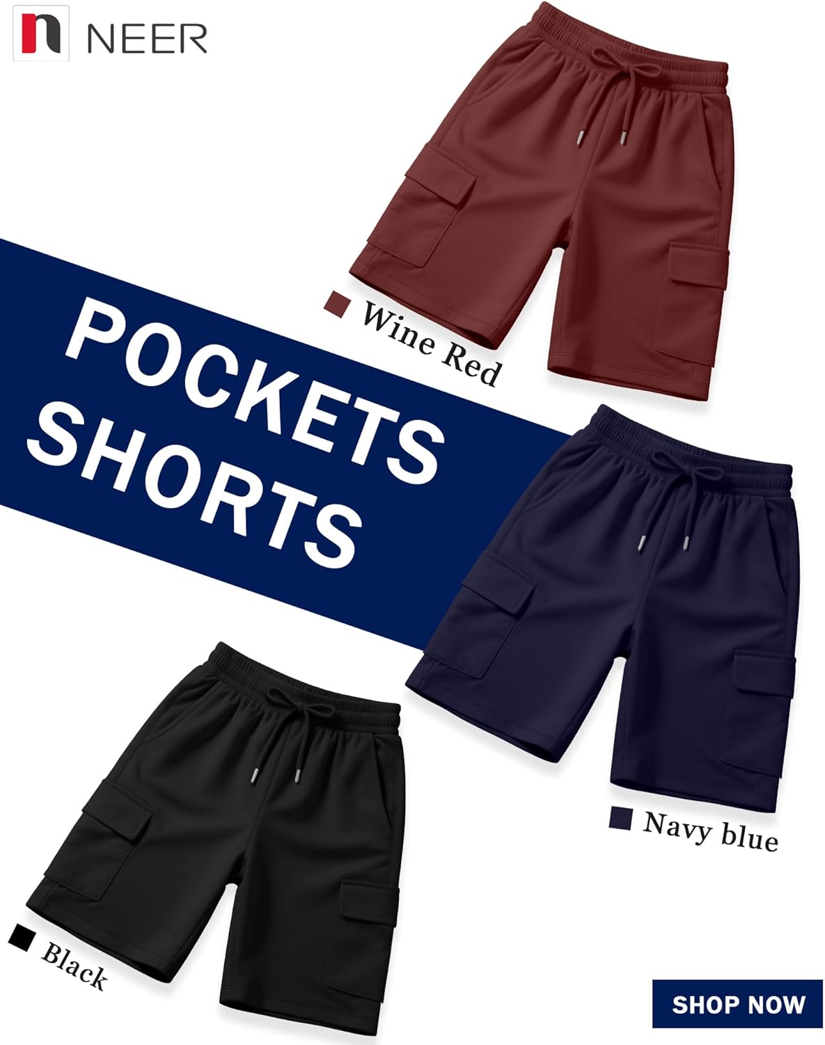 Neer Women's Bermuda Cargo Shorts - Elastic Drawstring, Knee Length, 4 Pockets | Casual & Comfortable