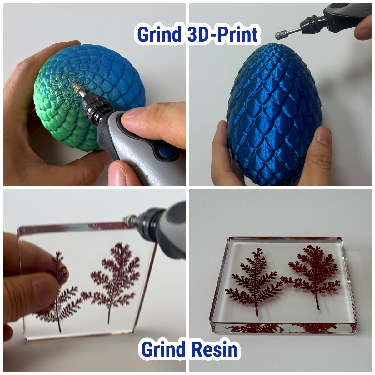 20Pcs 46-Grit Diamond Grinder Bit 1/8" Shank Compatible with Dremel Rotary Tool Attachment Accessories Grinding Burrs for Stone Glass Resin Porcelain Ceramic Quartz Glaze Steel Carve Engrave Polish