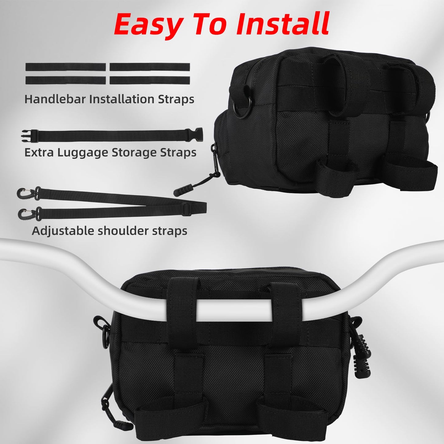 OFIG Universal Motorcycle Handlebar Bag, Bike Handlebar Bag, Fit for Motorbike Dirt Bike Bicycle Snowmobile Quad ATV