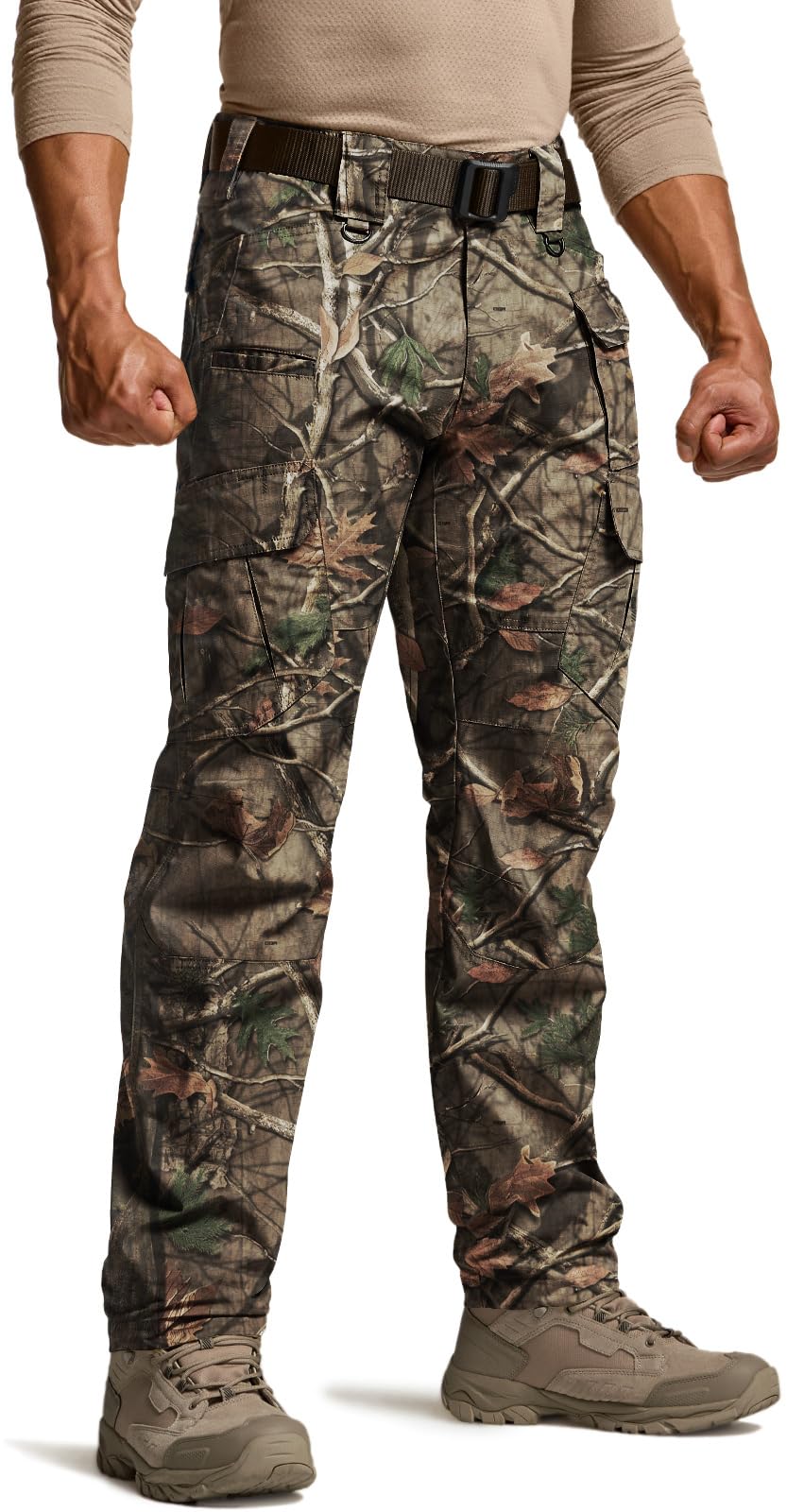 CQR Men's Tactical Pants, Water Resistant Ripstop Cargo Pants, Lightweight EDC Work Hiking Pants, Outdoor Apparel, Duratex Mag Pocket Print Hunting Camo, 44W x 30L