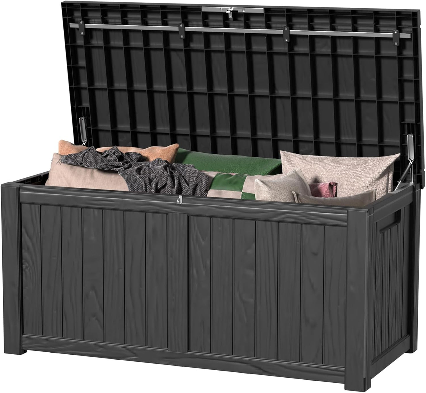 Resin 120 Gallon Outdoor Storage Box - Waterproof Deck Box with Lockable Lid for Garden & Yard Organization