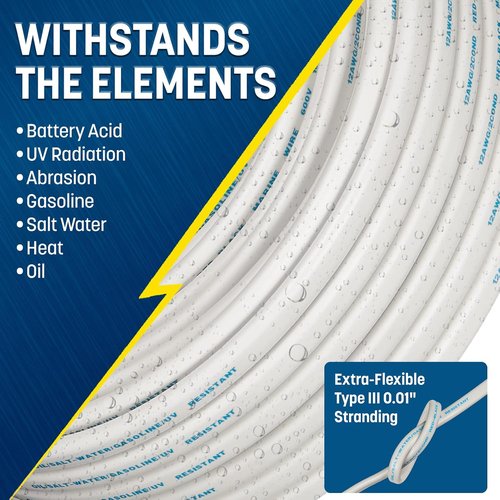 GS Power 14 Gauge Marine Wire - 100 Ft Oxygen-Free Tinned Copper Electrical Cable for Boats & RVs