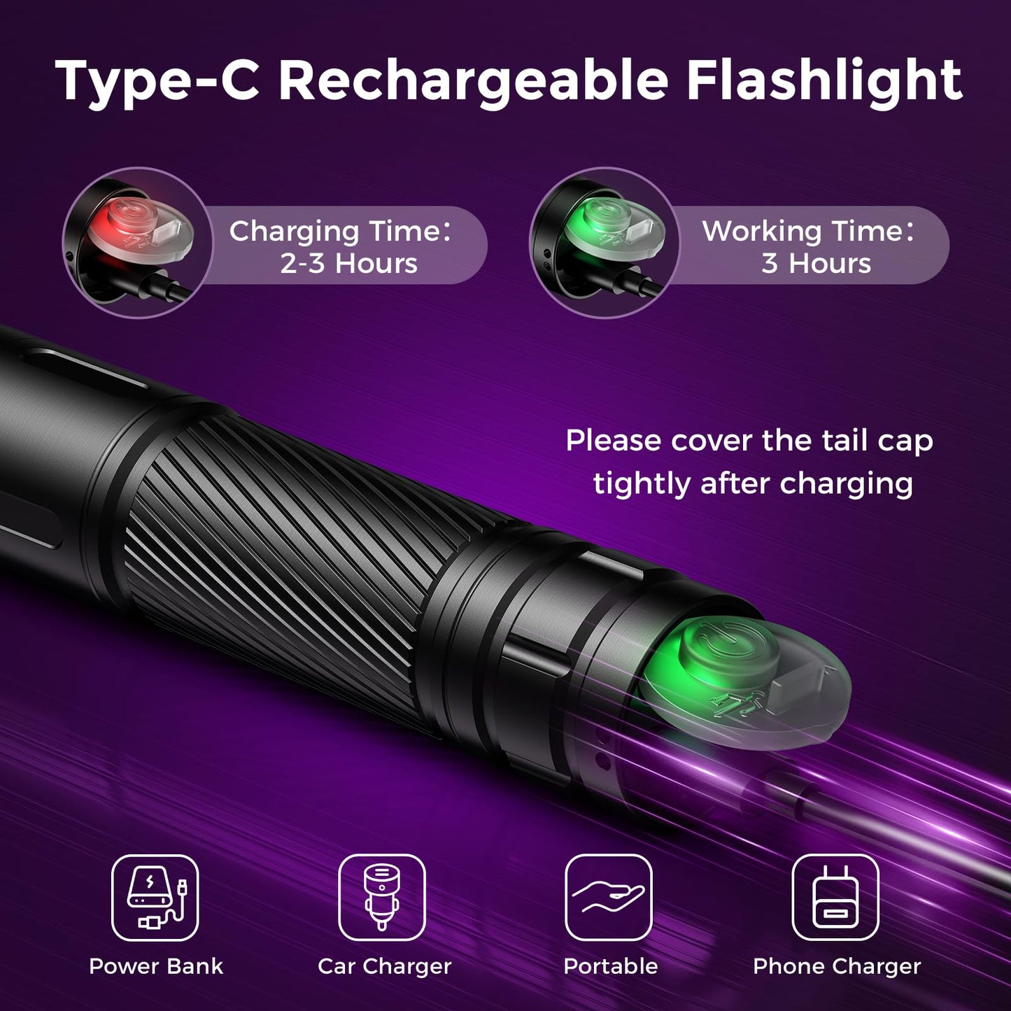 RECHOO Black Light UV Flashlight, 395nm Blacklight Rechargeable Flashlights UV Light, Portable Mini Black Light for Pet Urine Detection, Bed Bug, Dry Stains, Resin Curing, Scorpions Finder