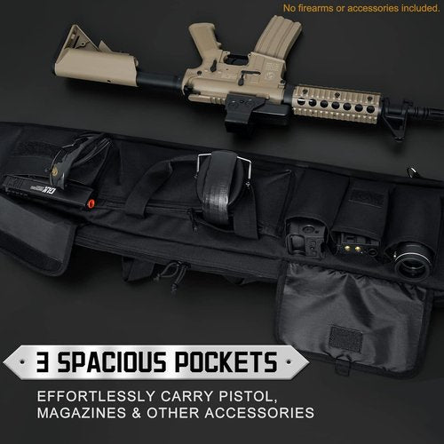 DULCE DOM Double Rifle Case - Tactical Soft Gun Bag with Movable Divider | 36-48 Inch, Ideal for Range & Hunting