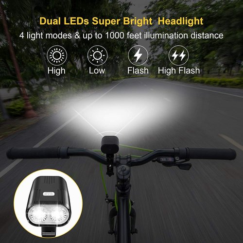 Akale Bike Lights for Night Riding, Bicycle Lights Front and Back, 4 Light Modes, IPX4 Waterproof, Bike Headlight and Taillight for Men Women Road Cycling