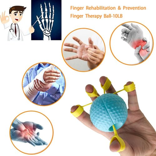 Hand Exercise Ball Squeeze Balls for Hand Therapy Finger Extension Exerciser Finger and Wrist Strengthener, Hand Grip Strengthener for Elderly, Weak Hand, Arthritis, Stroke, Carpal Tunnel(Blue -10LB)