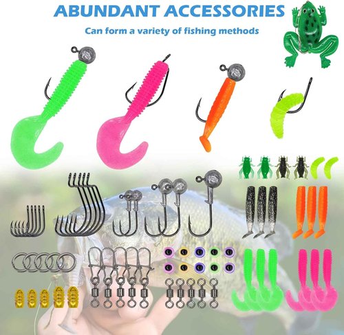 Fishing Lure Tackle Set - Premium Saltwater & Freshwater Bait Kit with Jig Hooks, Spoon Lures & More