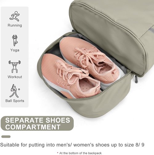 Coofay Gym Backpack - Waterproof Women's Travel Bag with Shoe Compartment | Lightweight & Compact