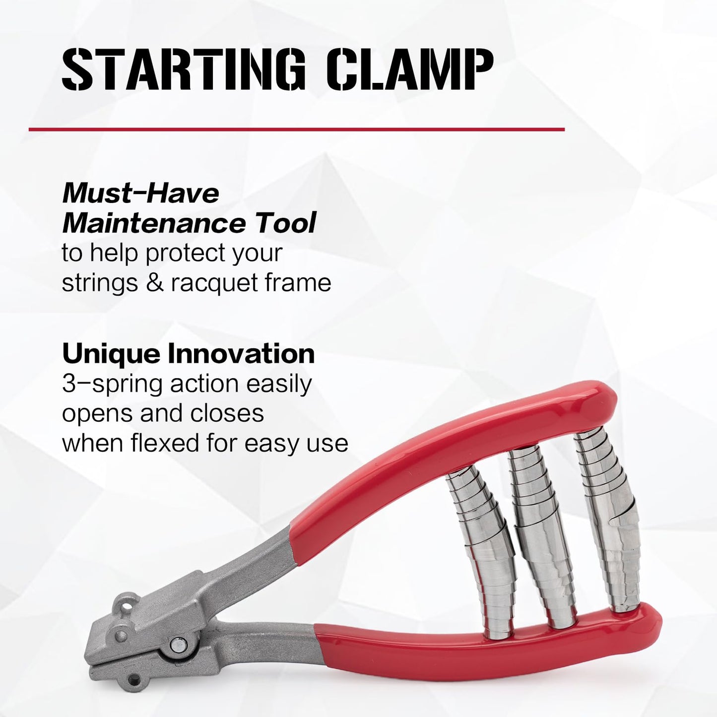 Stringing Starting Clamp 3-Spring for Tennis & Badminton Racket, Zinc Alloy Racquet Line Clamp with Thread Protection,Holding The Racquet Line for Threading Work,Essential Tool for Stringers