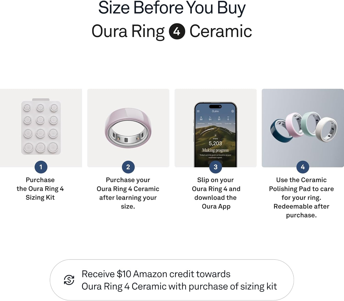 Oura Ring 4 - Ceramic Petal - Size 7 - Advanced Sleep & Activity Tracking | Up to 8 Days Battery Life