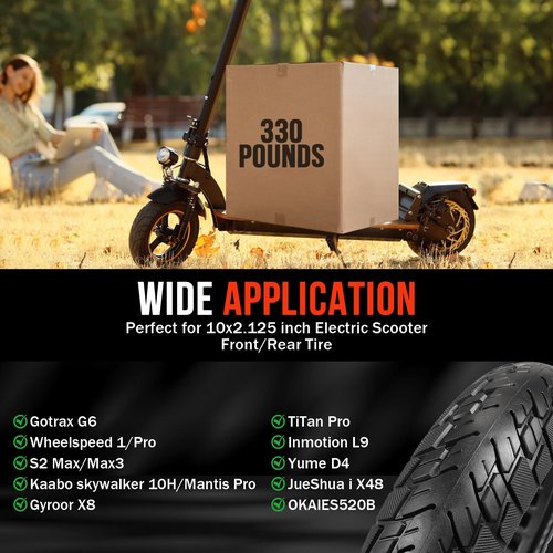 10x2.125 Scooter Tire,2-Pack 10 inch Solid Rubber Tires Replacement for Gotrax G4 Xr V2 Ninebot F25 F65 Hiboy S2 Pro
