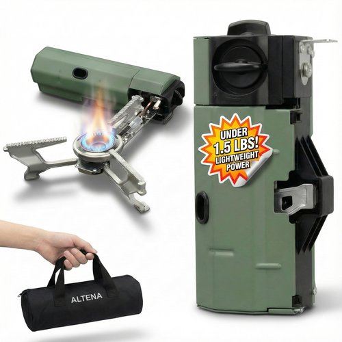 Portable Butane Gas Stove for Camping, Outdoor, and Indoor Cooking, Compact Lightweight Single Burner with Carrying Bag for Travel – by Altena