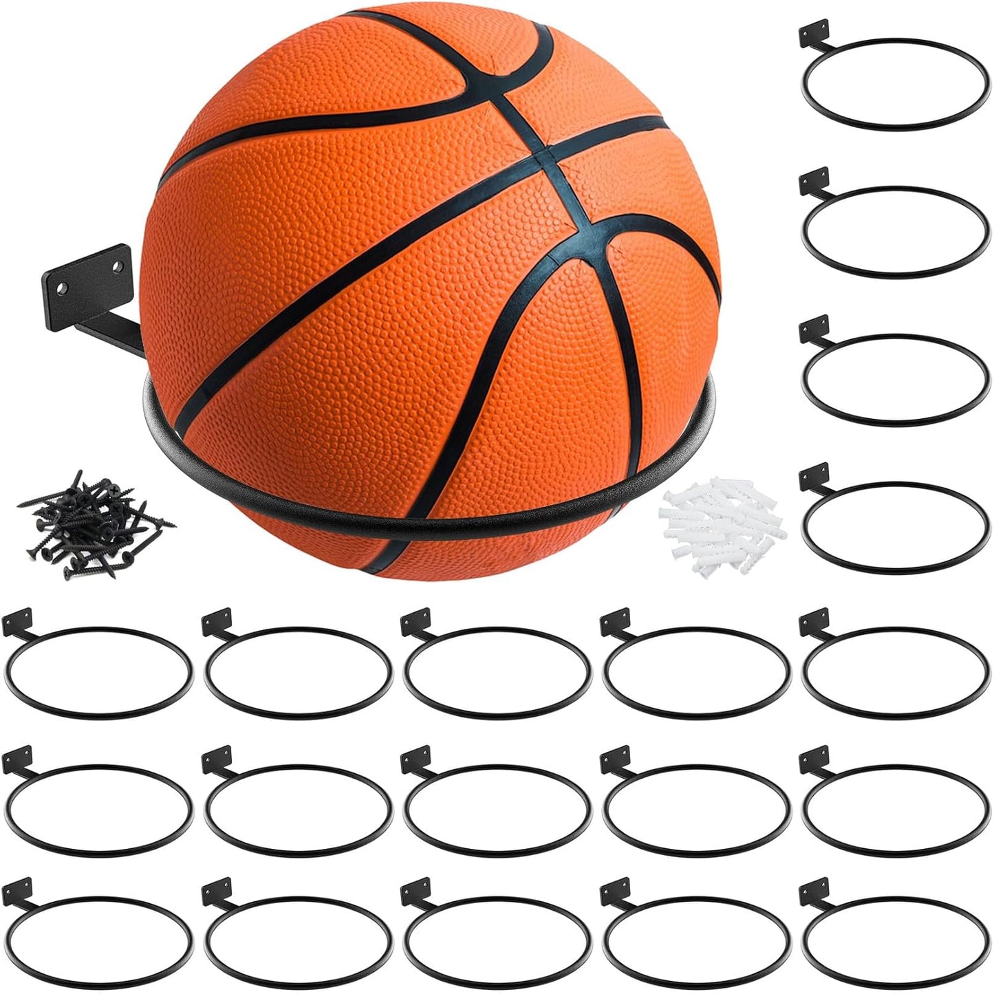 Skiennix Basketball Holder Wall Mount | Universal Metal Display Rack for Soccer, Football & Volleyball
