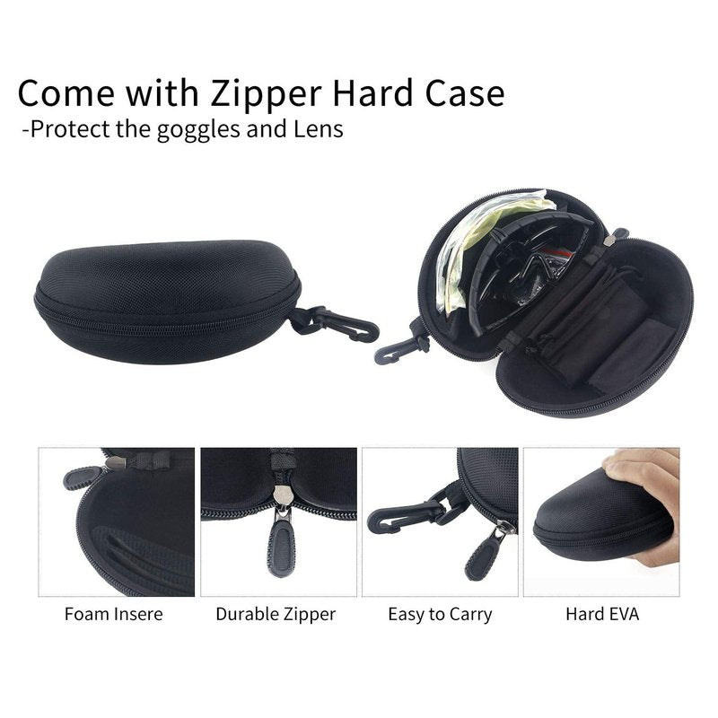 ToopMount Sports Goggles Anti Fog Glasses Sunglasses with 3 Interchangeable Lens