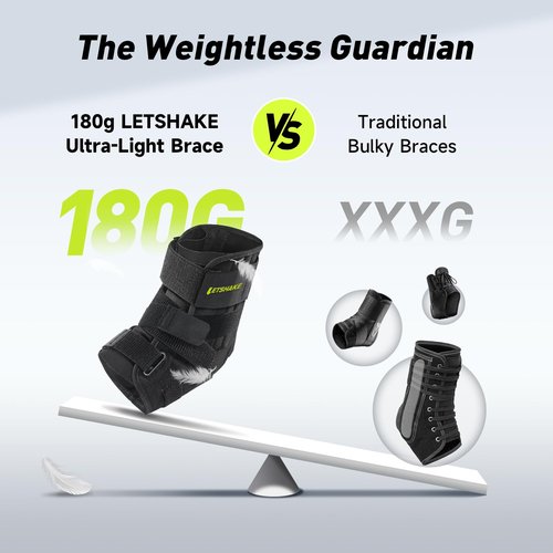 LETSHAKE Ankle Brace for Men Women, Ultralight Sprained Ankle Stabilizer for Plantar Fasciitis & Achilles Tendonitis, Adjustable & Breathable Ankle Support for Basketball, Running, Sports Injury Recovery (L/XL)