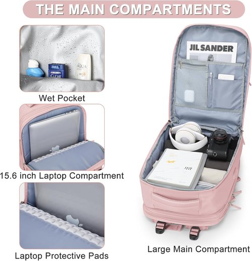 Coofay Expandable Travel Backpack - Airline Approved Waterproof Carry-On Bag for Men & Women