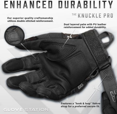 Glove Station Tactical Gloves - Touchscreen Utility Gear with Hard Knuckle Protection | Black Multicam, Medium