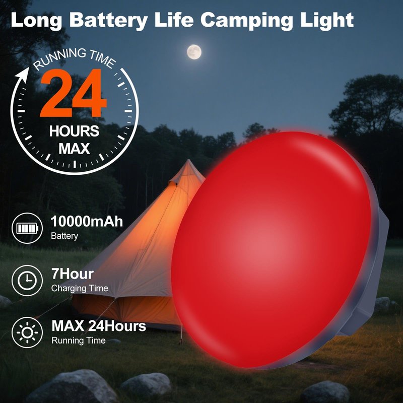 2025 Red Light Insect-Proof Camping Lamp for Stargazing 10000mAh Rechargeable 3000LM Tent Camping Light , Portable Led Red Lights 6500K 24 Hours Long Play Time , Outdoor Night Fishing Lantern
