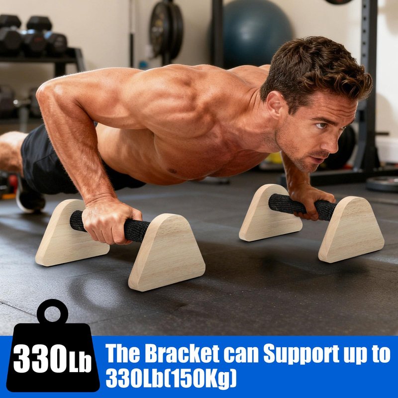 TOBWOLF 2PCS Wooden Push Up Bars, Solid Calisthenics Wood Parallettes Bars for Men Strength Training, Will Not Slip or Wobble, Calisthenics Equipment for Planks, Calisthenics & Home Gym Workout