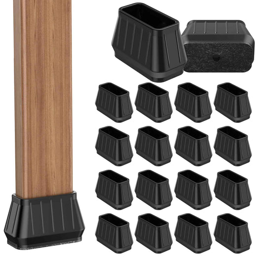 24PCS Rectangular Chair Leg Floor Protectors for Hardwood Floors, Thicken Rubber Chair Leg Cap Covers, Non Slip Furniture Leg Pads to Protect Wood Tile Floors from Scratches and Reduce Noise