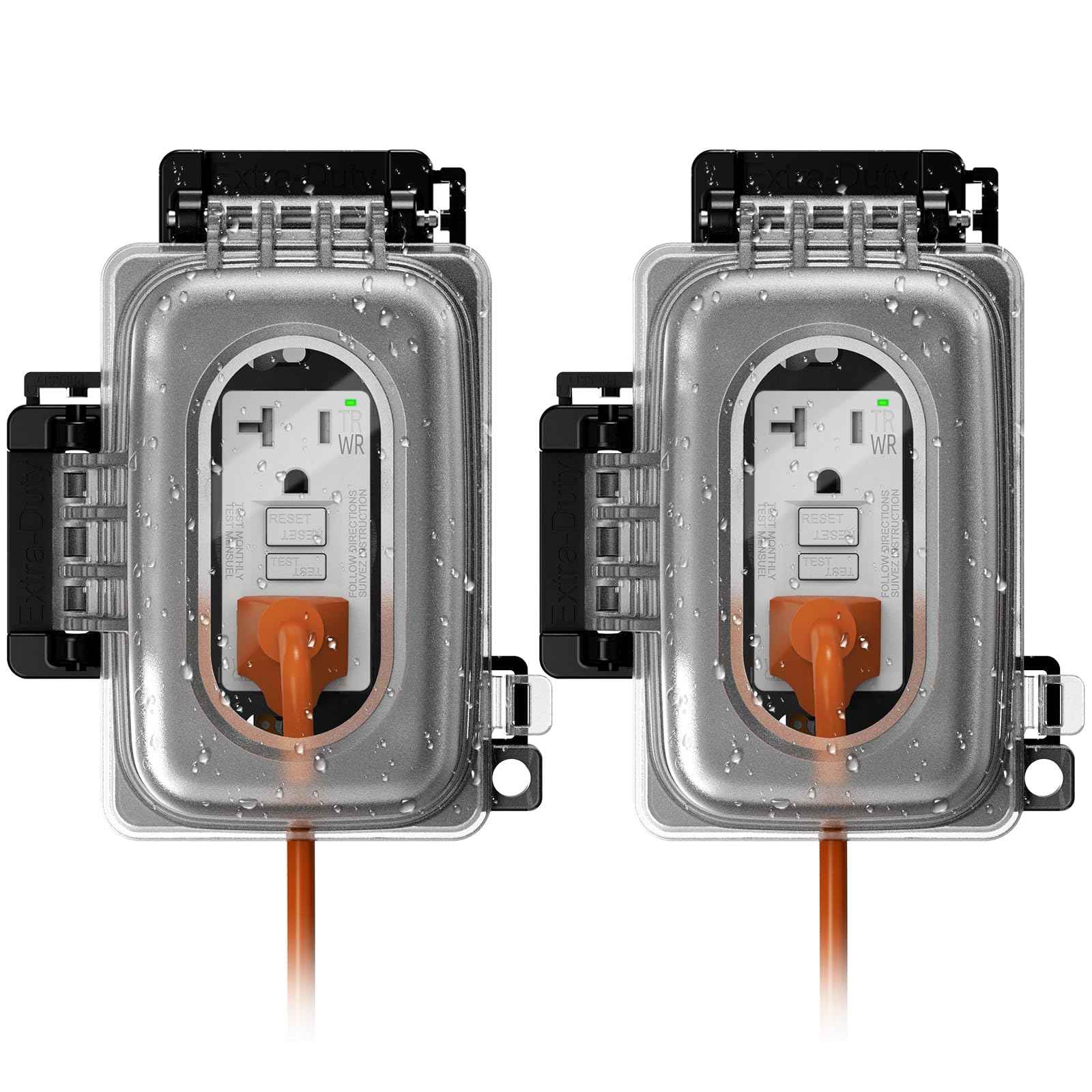 ELEGRP 2 Pack Weatherproof Outdoor Outlet in-Use Cover, Horizontal/Vertical Mount, Heavy-Duty Clear Cover for GFCI/Decorator Receptacles, Standard 1-Gang, UL/CUL Certified