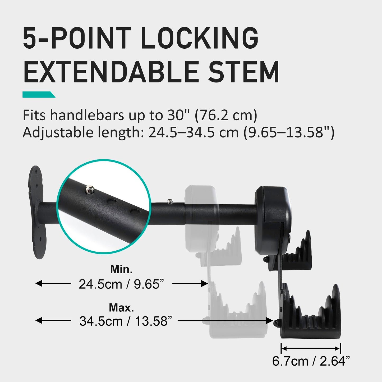 MU CYCLE Buffalo Bike Wall Mount Rack – Adjustable Heavy-Duty Horizontal Indoor Hanger for Road, Mountain & Hybrid Bikes up to 48.5 lbs / 22 kg, Space-Saving Garage & Apartment Storage