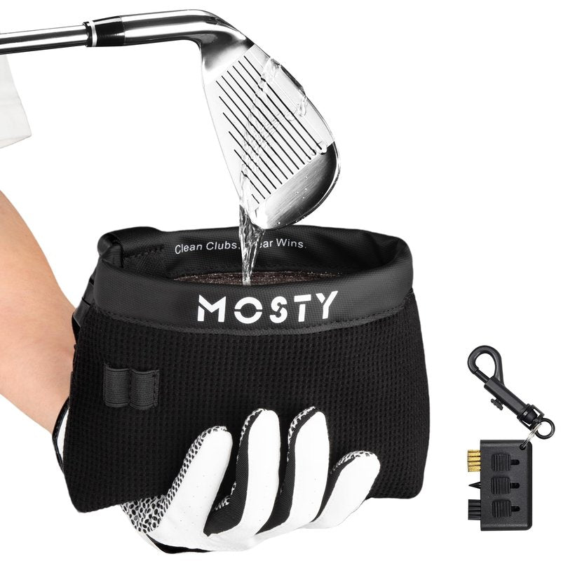 MOSTY Golf Club & Ball Cleaner Bag,Durable Golf Club Cleaning Kit and Ball Washer Pouch,Club Cleaner for Golf Bag, Golf Gifts for Men Women Golfers Him Unique, Essential Golf Accessories