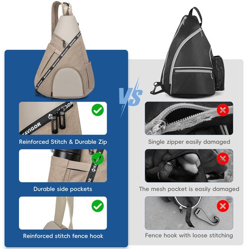 KAVIGOR Pickleball Bag, 7 Pockets & Upgraded Zippers, Lightweight Sling Bag with Detachable Strap & Water-Resistant Pocket