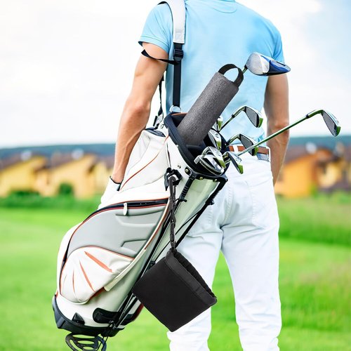 2 Pack Golf Club and Golf Ball Cleaner Bag, Portable Pocket Golf Ball Washer with Waterproof Microfiber Liner, Neoprene Golf Ball Cleaning Holder Pouch with Carabiner Clip - Best Golf Accessories Gift