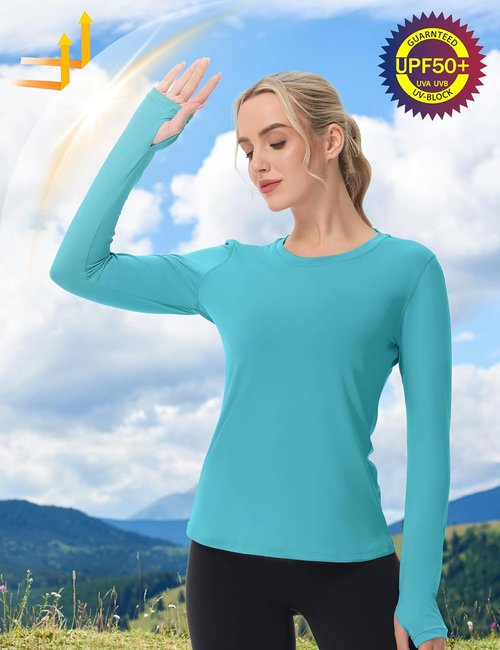 Isnowood Women's Long Sleeve Sun Protection Shirt - UPF 50+ UV Rash Guard for Outdoor Activities | Athletic Top