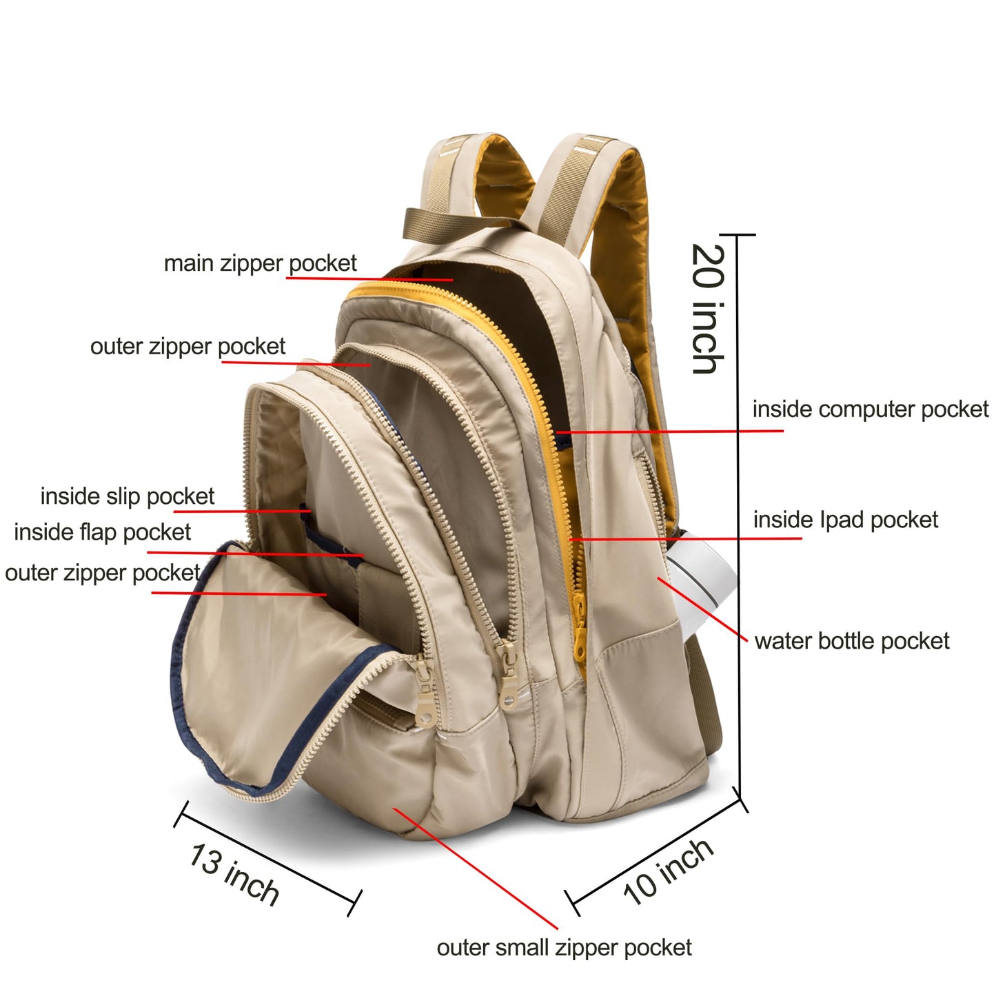 DORIS&JACKY Fashion Campus Backpack Large Capacity Travel Casual Daypack