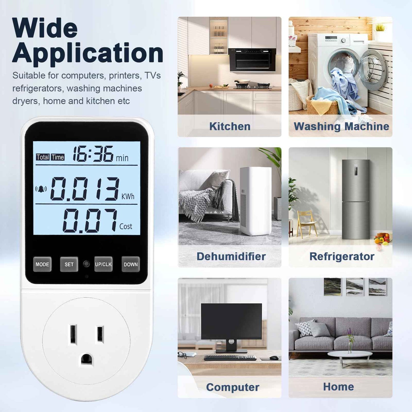 2 Pack Upgraded Watt Meter, Power Meter Plug Electricity Usage Monitor, Home Energy Monitor Consumption, Meter Sockets with Backlight, Overload Protection, 8 Modes Display
