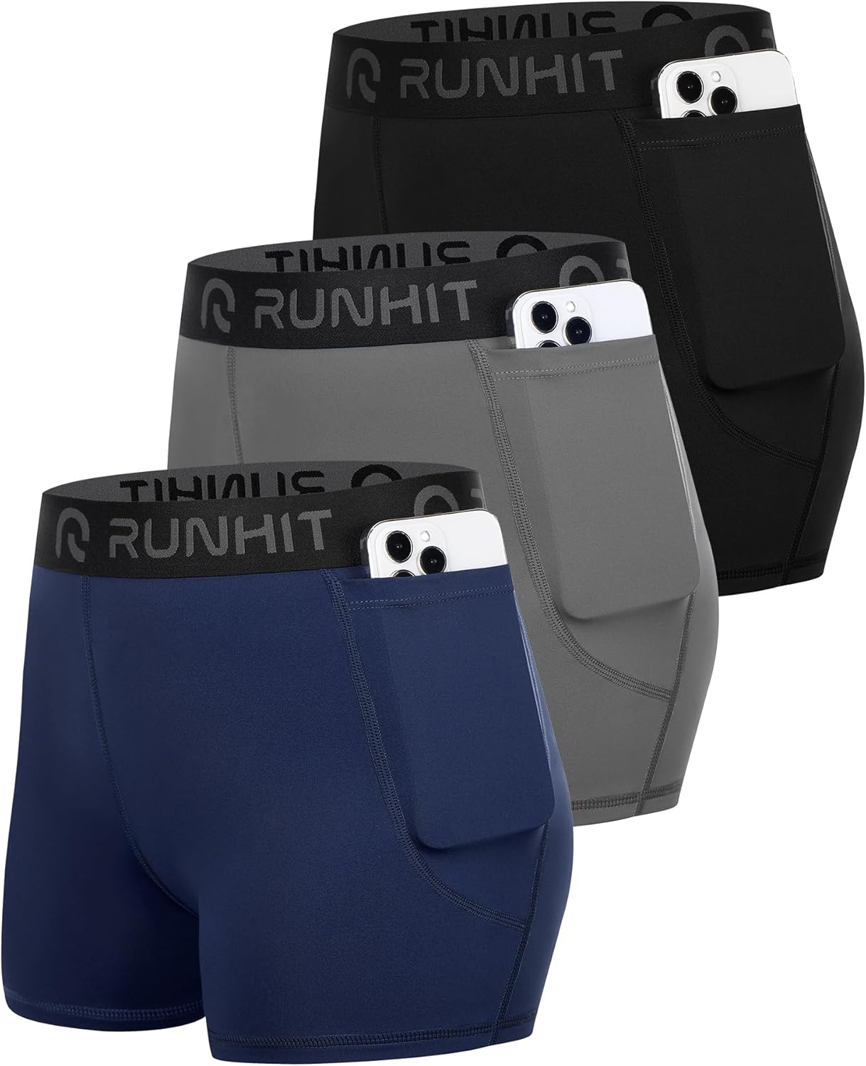 Runhit 3" Volleyball Shorts - Women's Compression Spandex Workout Shorts | 3-Pack Athletic Gear