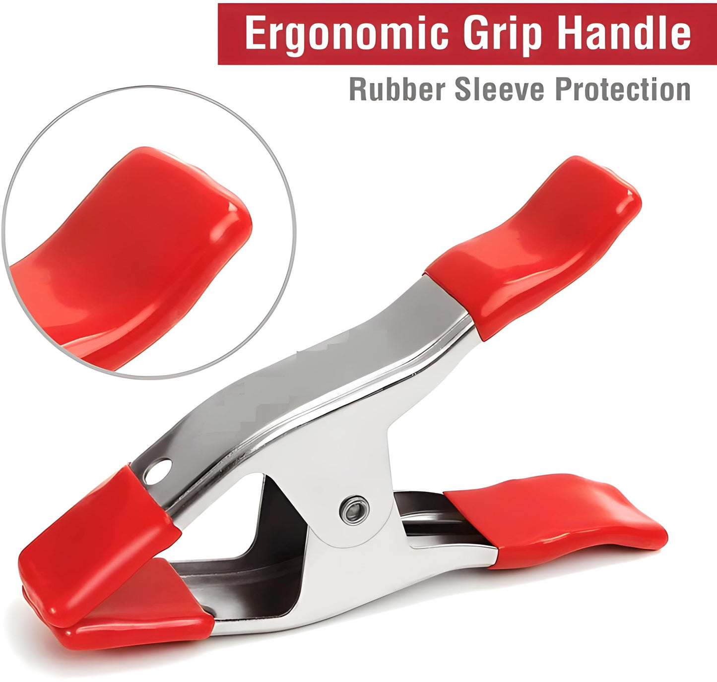 6-Pack 6-Inch Heavy Duty Spring Clamps – Metal Spring Clip Set with 2.5” Jaw Opening, Rubber Coated Handles & Tips – Strong Grip Clamps for Woodworking, DIY, Photography, Crafting