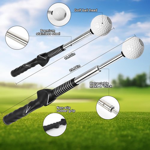 CUBEDAY Retractable Golf Swing Trainer, Grip Trainer with Arm Band for Right-Handed Golfers -Portable Golf Training Aid with Click Feedback for Indoor/Outdoor Practice - Ideal for Beginners
