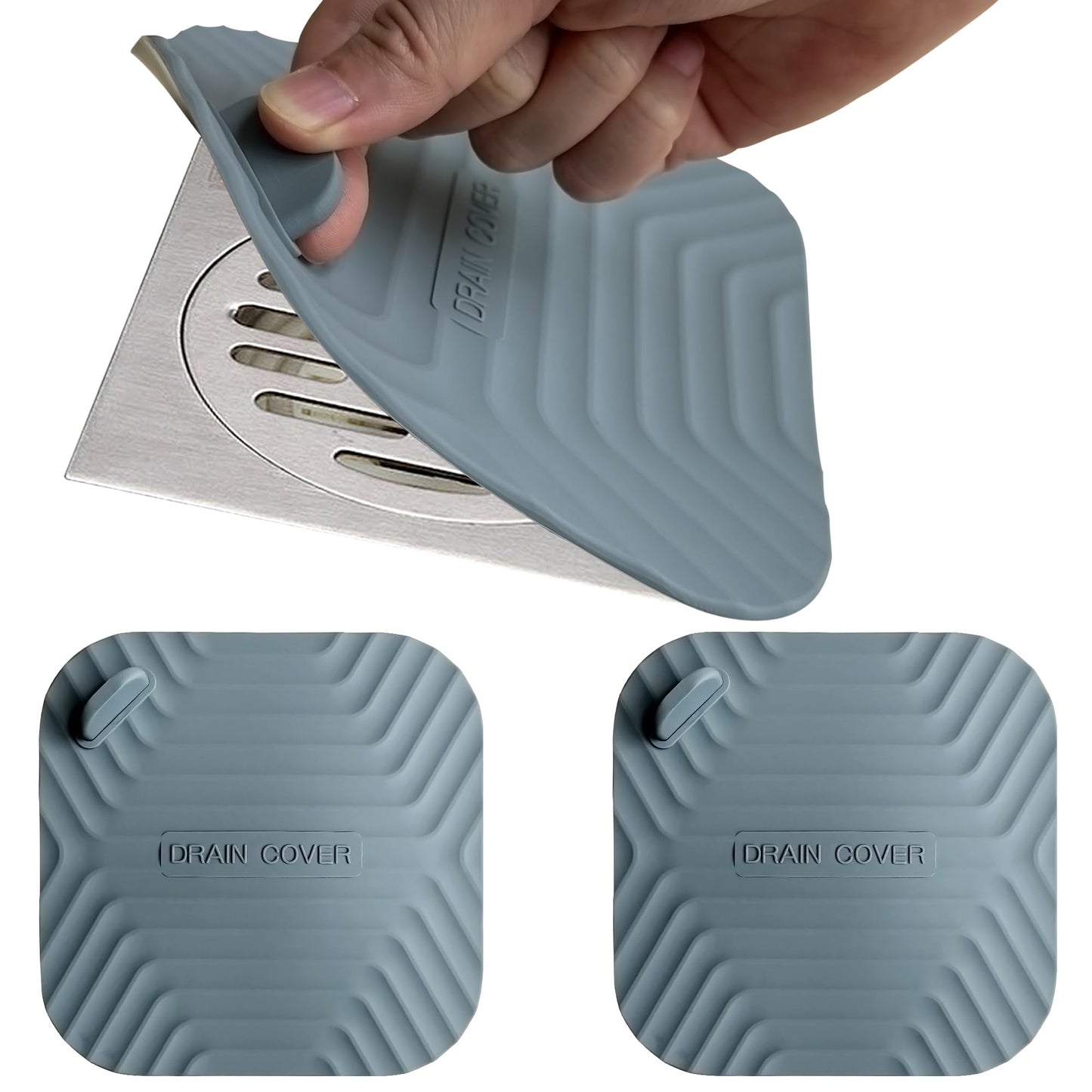 DIFENLUN Shower Drain Cover Tub Stopper,2 Pieces Sewer Anti-Odor Mat Deodorizing Drain Plugs for Kitchen,Bathroom and Laundry(5.9x5.9 inch) Gray