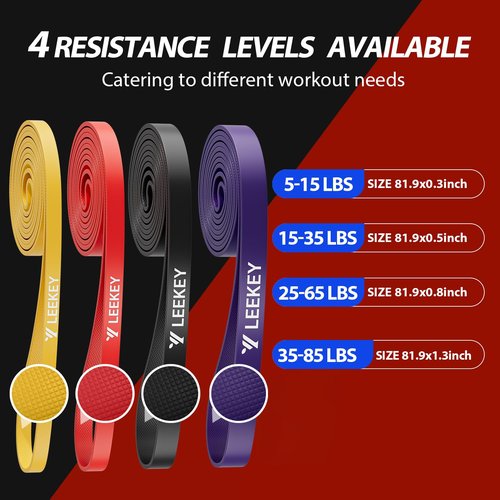 LEEKEY Resistance Bands, Exercise Bands with Bag, 5-85LB Home Strength Bands for Working Out, Travel, Gym Room, Physical Therapy - USA Original Patent