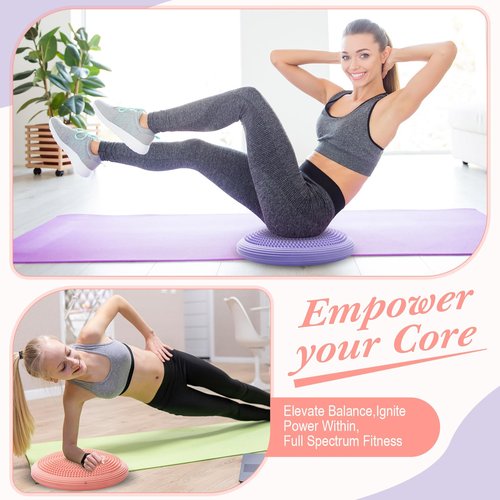 Libima 2 Pcs Wobble Cushion Wiggle Seat Flexible Sensory Seating Balance Disc Board for Men Women Physical Exercise Improving Posture Home Office(Purple and Pink)