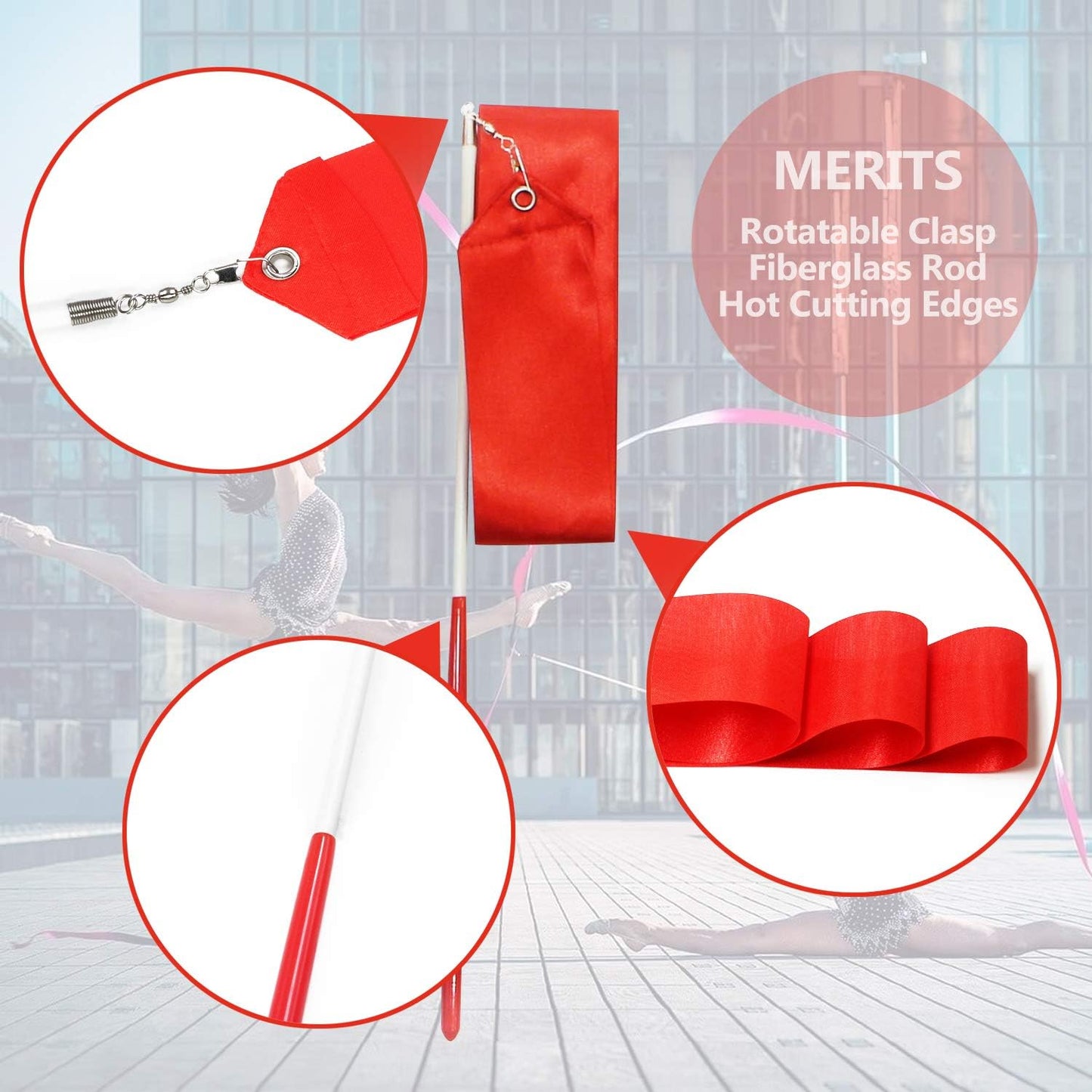 Novelty Place Dance Ribbons - 6.6Ft Unisex Kids' Gymnastics Ribbon Wands | Perfect for Talent Shows & Baton Twirling (10 or 2 Pack)