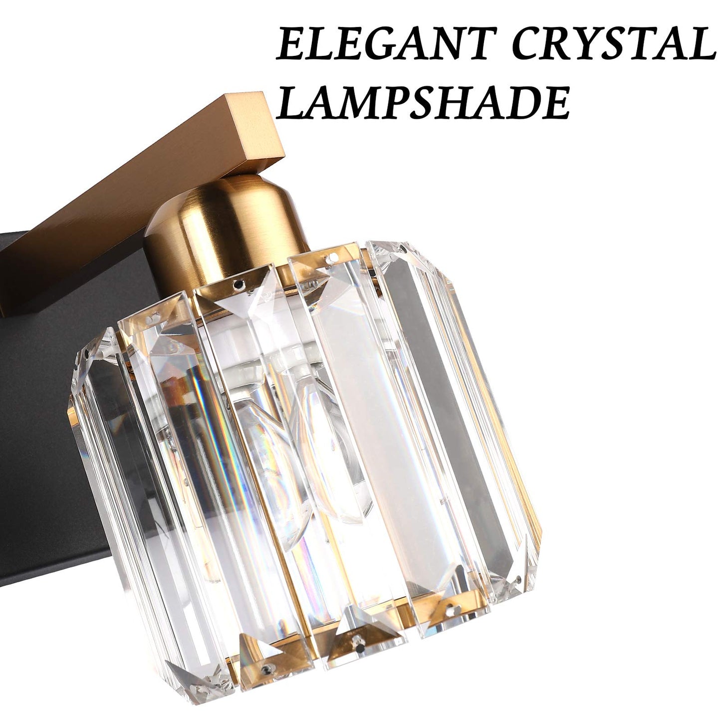 Aipsun Crystal Vanity Light Black Bathroom Vanity Lighting Fixtures 3 Lights Modern Vanity Light for Bathroom (Exclude Bulb)