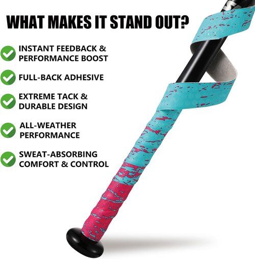 INSUM Bat Grip Tape - 1.1mm Non-Slip Baseball & Softball Wrap | Easy Install, All-Weather Performance