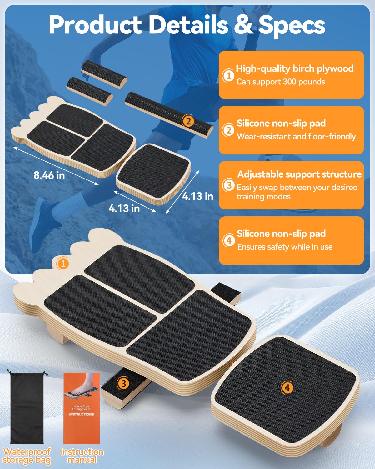 Ankle Balance Board, "Tootsie" Design Wooden with Non-Slip Surface - Foot Strengthener for Single-Leg Ankle Strengthening, Stability & Balance Training