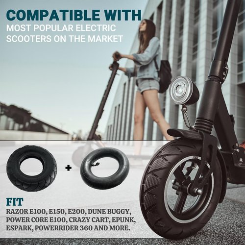 AR-PRO 200X50 / 8" X 2" | 2 Tire & 2 Inner Tube Set - Electric Scooter Tire Tube Compatible with Razor E100, E150, E200, Power Core E100, Dune Buggy, ePunk, Crazy Cart, PowerRider 360, eSpark