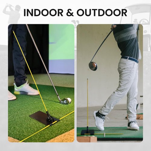 Amy Sport Golf Practice Plate with 180° Adjustable Guide, Durable Metal Plane Trainer Aid for Aiming Putting Swing & Golf Teaching, Stable Training Aid Alignment Stick Base for All Levels (Dark Black)