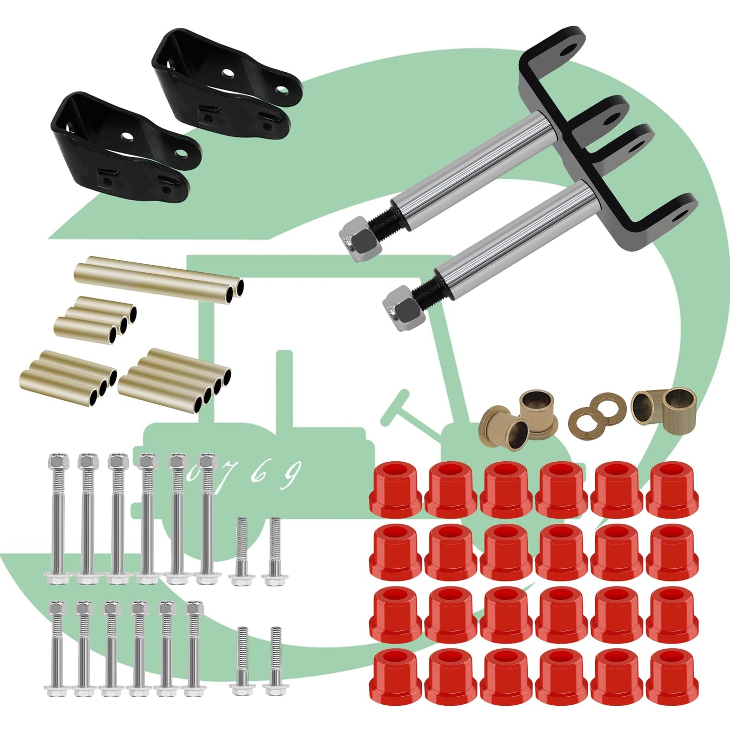XUANYUDG0769 Golf Cart Club Car Precedent Gas and Electric Deluxe Front End Repair Kits 2004-Up,Red Rubber Sleeve Bushing Kits