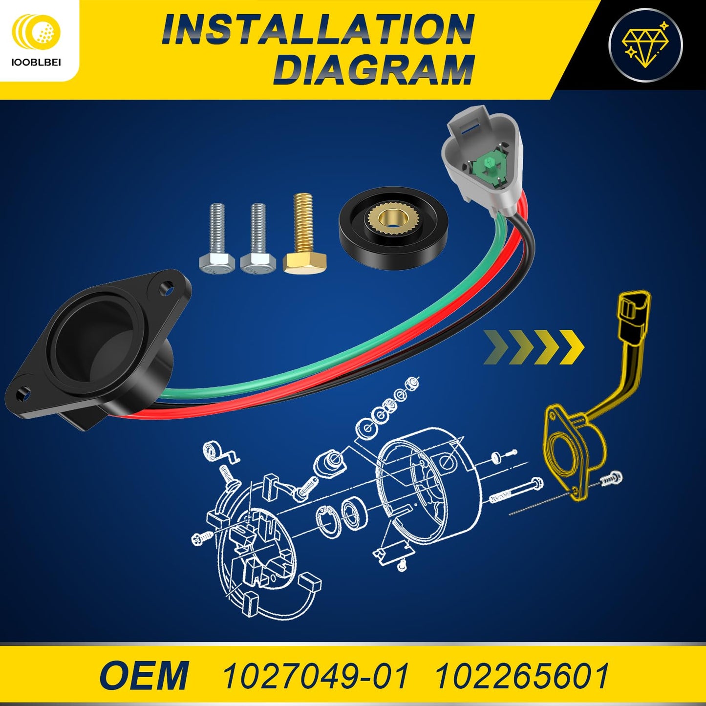 IOOBLBEI 48V (High Speed-up) Golf Cart Speed Sensor for Club Car DS & Precedent 2004-up Electric with ADC Motor, Club Car Magnet Speed Sensors Replace OEM# 1027049-01 102265601, Faster, Easy Install