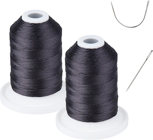Simthread UV Resistant Heavy Duty Outdoor Thread - 100% Polyester Bonded Tex 69 (12wt) - 250 Yards x 2 Spools | NP-Black