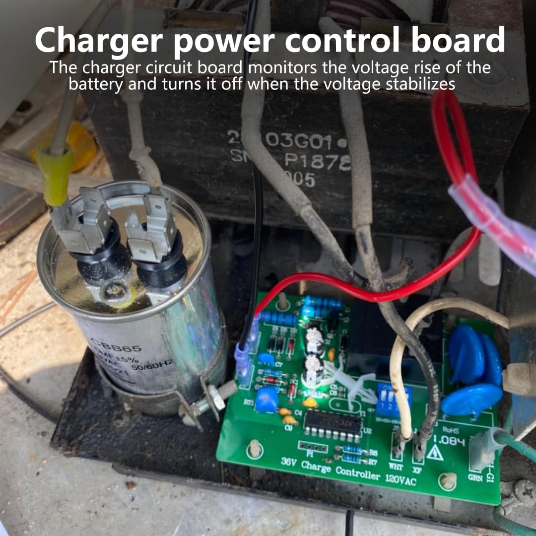 36 Volt Charger Charging Board by BLUE ELF for EZGO Golf Cart, Designed with Charging Status LED, Including 50A Fuse, Replace for EZGO Powerwise Chargers 1994-Up