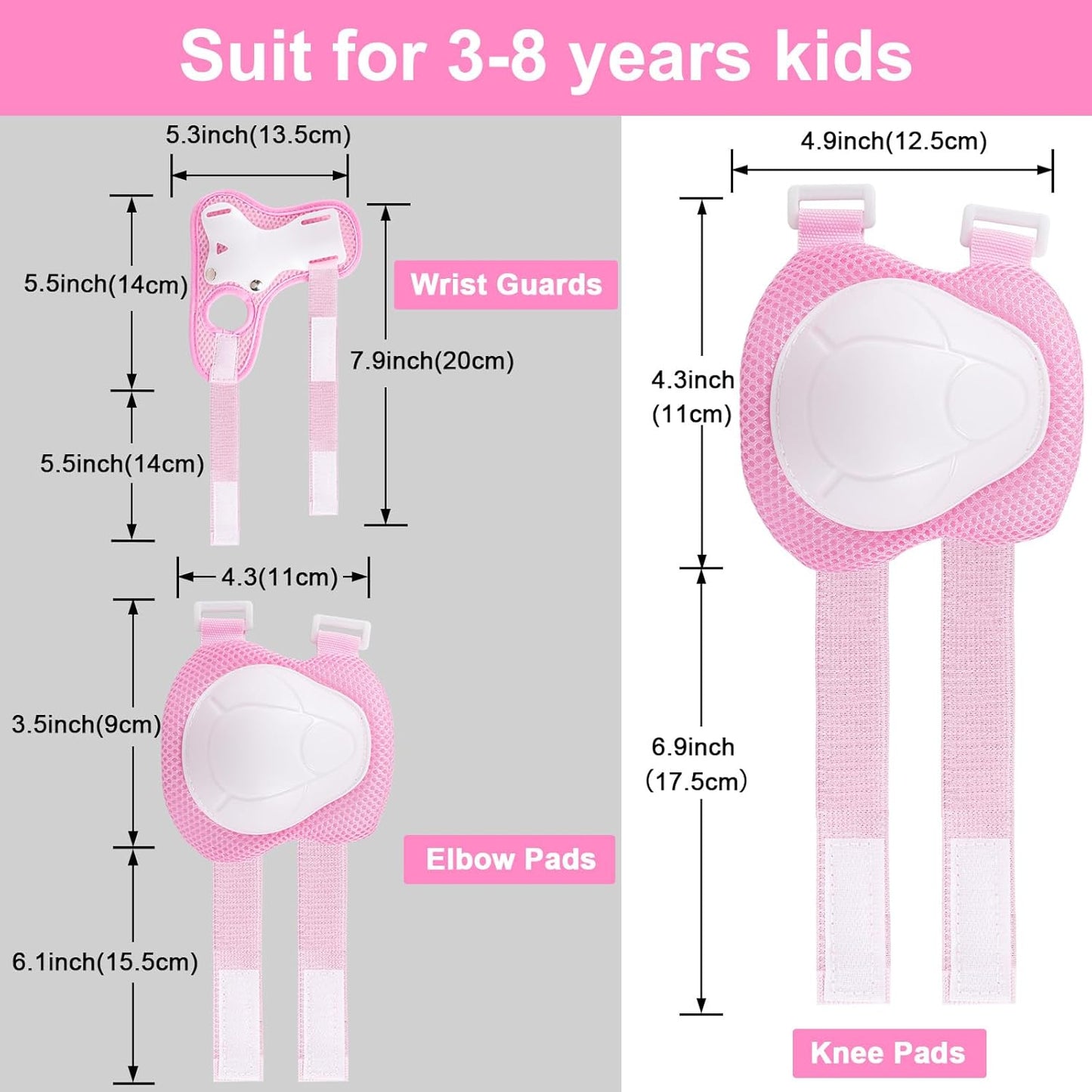 Skiennix Kids Protective Gear Set - Knee Pads, Elbow Pads & Wrist Guards | 3-14 Years, Ideal for Skateboarding & Cycling